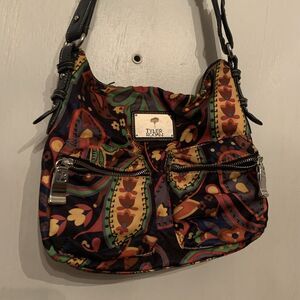 Tyler Rodan Crossbody Messenger Shoulder Bag Paisley Colorful Preowned Pockets